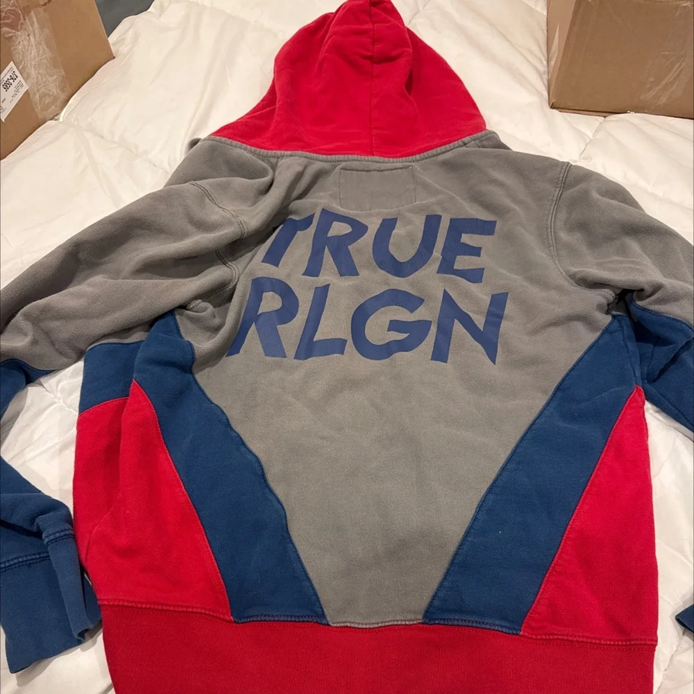 True Religion Color block Zip Hoodie Small